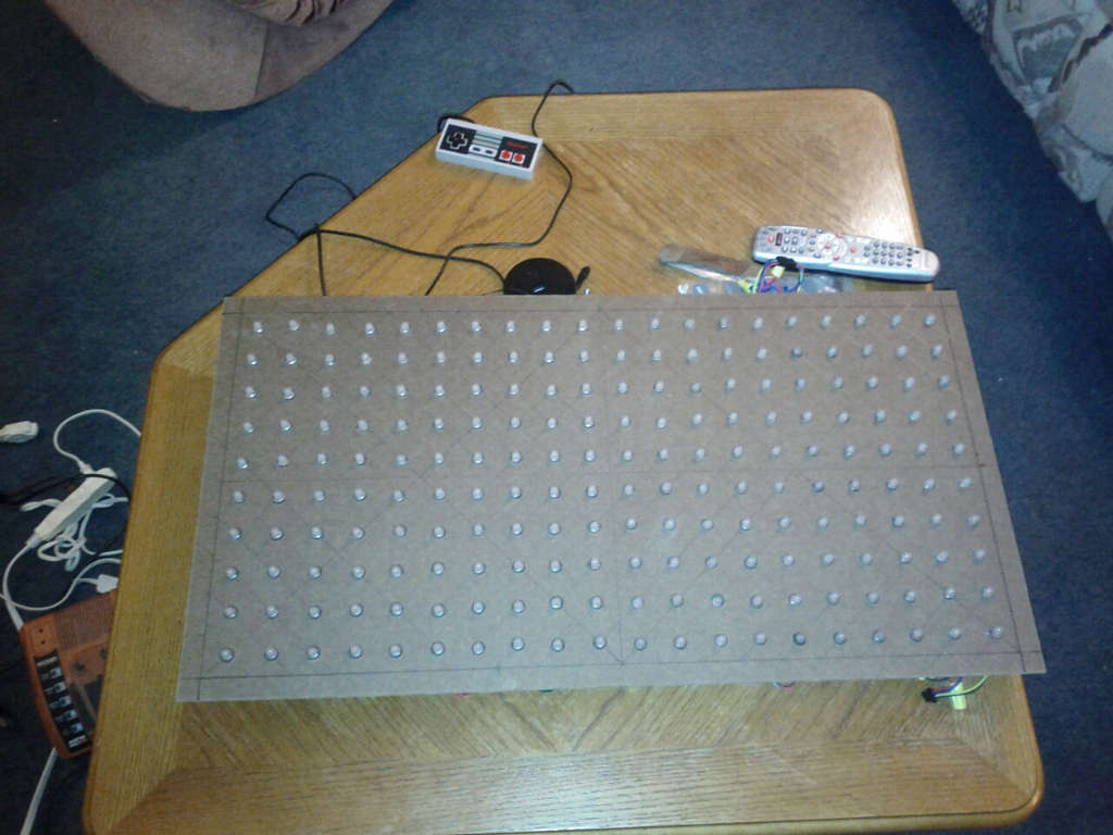 LED panel prototype laid out on a table